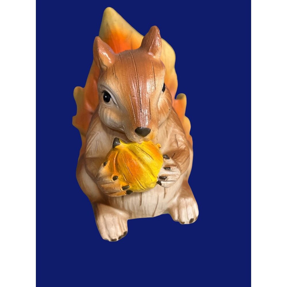 Squirrel Figurine With Fall Autumn Leaf and Acorn
